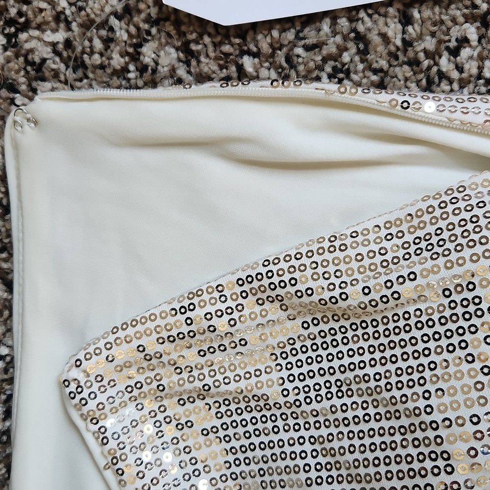 NWT White & Gold Sequin Midi Dress With Slit Small 4-6 Festive Holiday - Picture 5 of 6